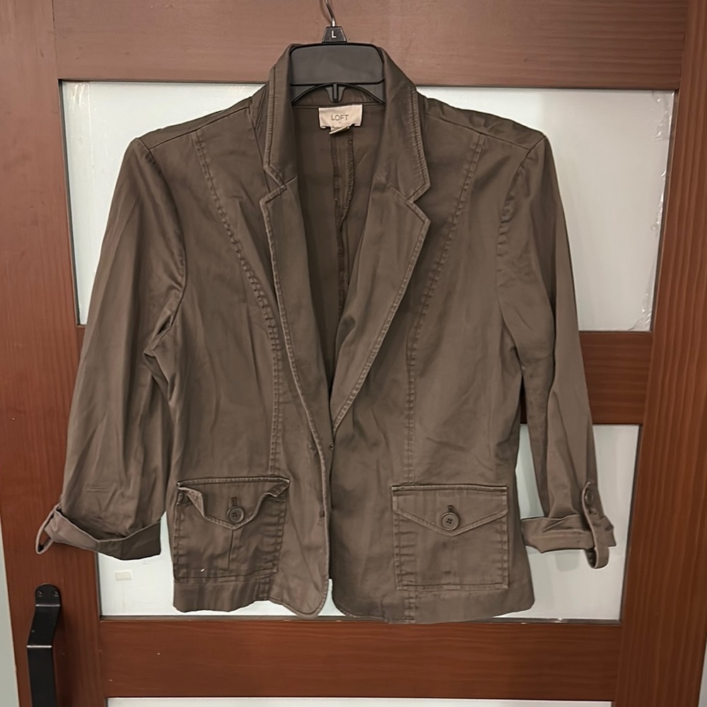 LOFT Brown Blazer Relaxed Fit Suit Jacket